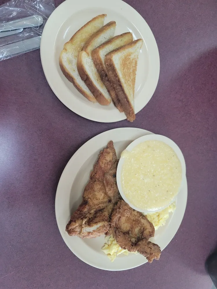 Pork Chops and Eggs with Grits