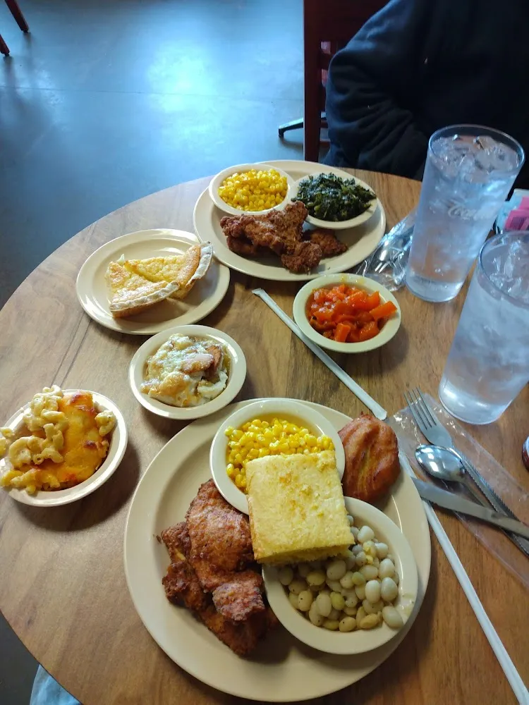 Pork Chops Corn Butter Beans Cornbread Macaroni Cheese